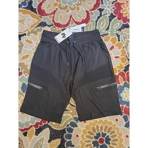Mens Imperious Black Lounge Drawstring Moto Jogger Shorts Size Medium